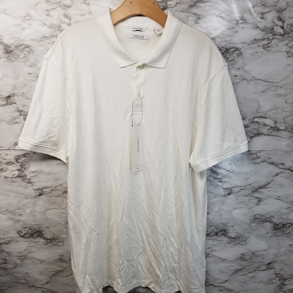 Calvin Klein Mens Polo White XL New 65$